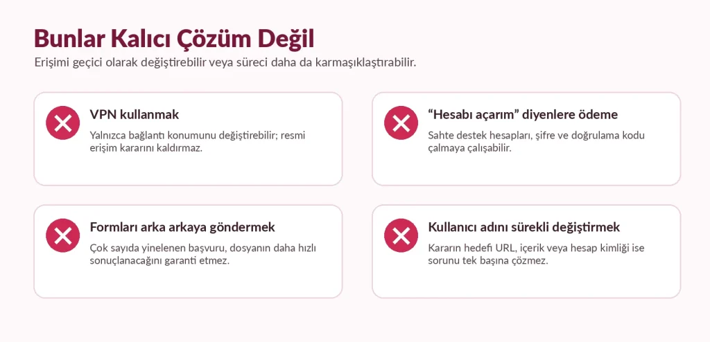 VPN, sahte destek ve tekrar eden formların neden kalıcı çözüm olmadığı.